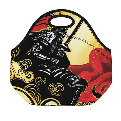 Red Sky And Golden Sun Samurai Print Neoprene Lunch Bag