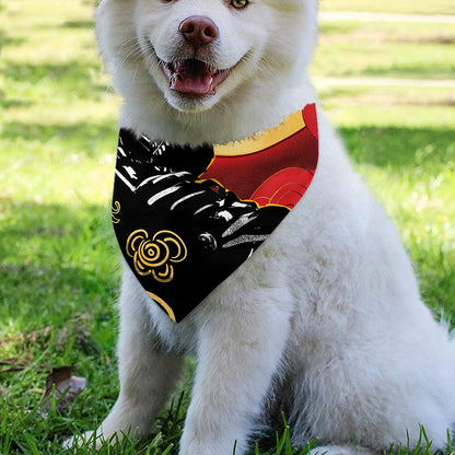 Red Sky And Golden Sun Samurai Print Over The Collar Dog Bandana