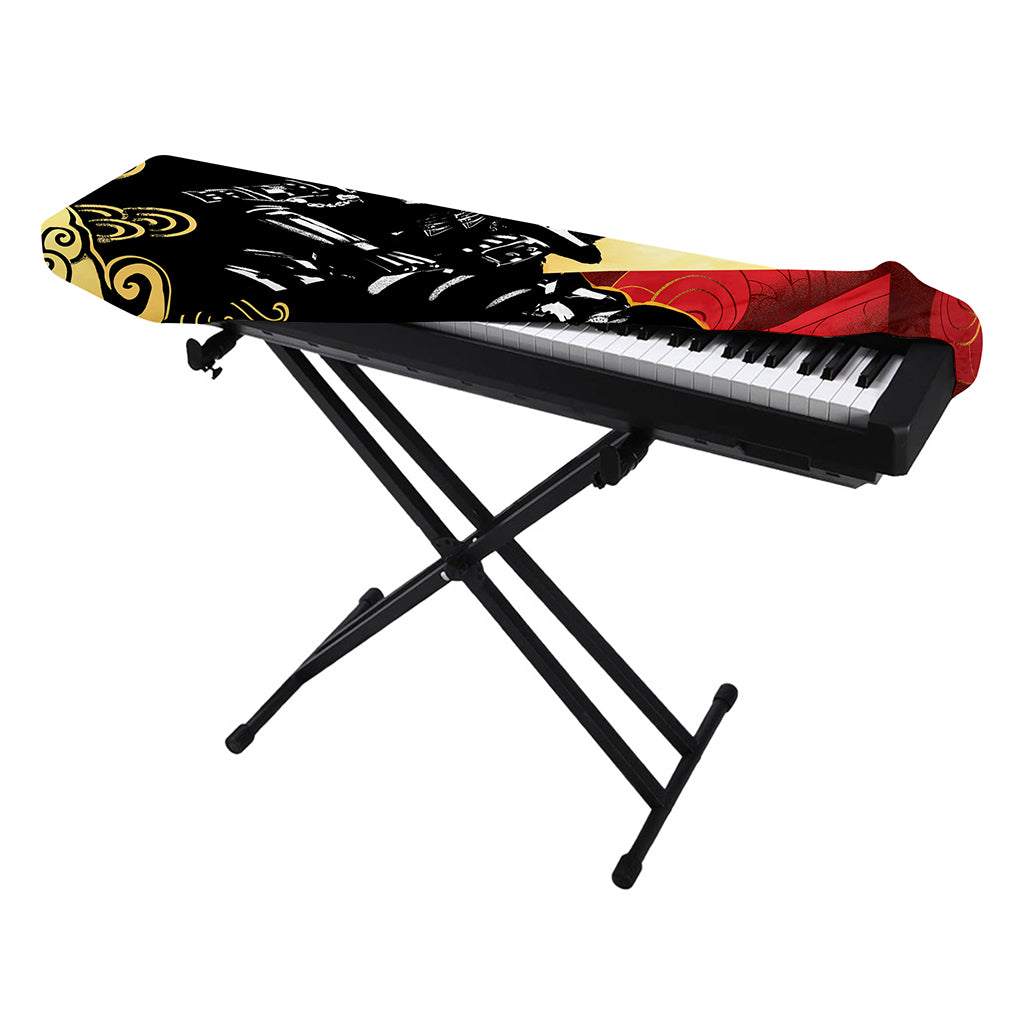 Red Sky And Golden Sun Samurai Print Piano Keyboard Cover