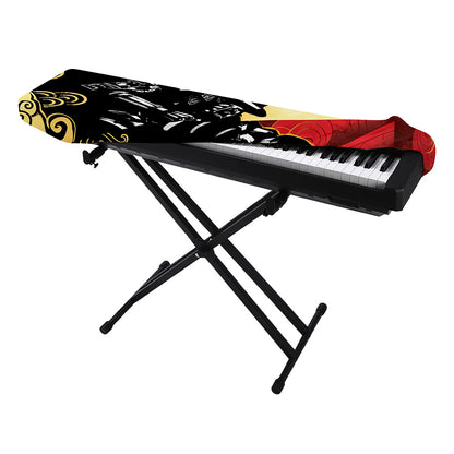Red Sky And Golden Sun Samurai Print Piano Keyboard Cover