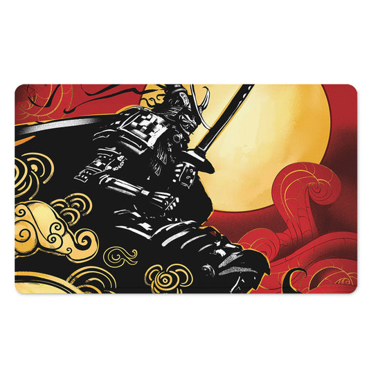 Red Sky And Golden Sun Samurai Print Polyester Doormat