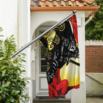 Red Sky And Golden Sun Samurai Print Polyester Flag