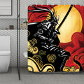 Red Sky And Golden Sun Samurai Print Polyester Shower Curtain