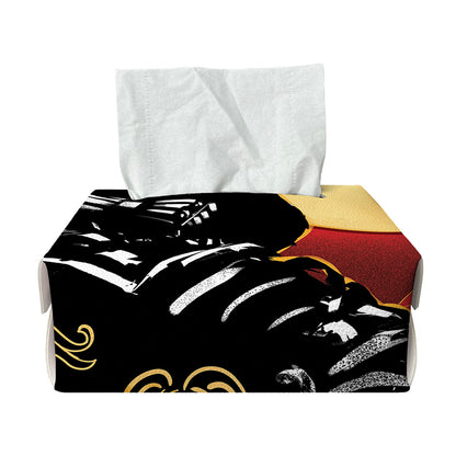 Red Sky And Golden Sun Samurai Print Rectangle Tissue Box Cover
