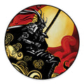 Red Sky And Golden Sun Samurai Print Round Floor Mat
