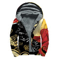 Red Sky And Golden Sun Samurai Print Sherpa Lined Zip Up Hoodie