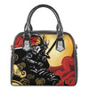 Red Sky And Golden Sun Samurai Print Shoulder Handbag