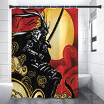 Red Sky And Golden Sun Samurai Print Shower Curtain