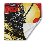 Red Sky And Golden Sun Samurai Print Silk Bandana