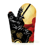 Red Sky And Golden Sun Samurai Print Single Oven Mitt