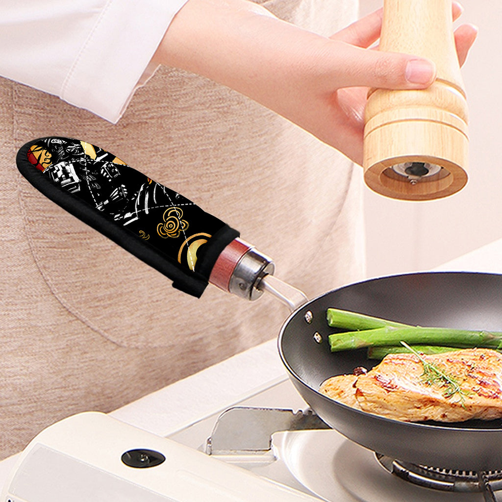 Red Sky And Golden Sun Samurai Print Skillet Handle Cover