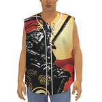 Red Sky And Golden Sun Samurai Print Sleeveless Baseball Jersey