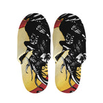 Red Sky And Golden Sun Samurai Print Slippers