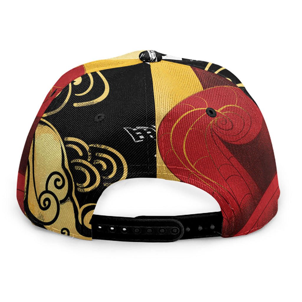 Red Sky And Golden Sun Samurai Print Snapback Cap
