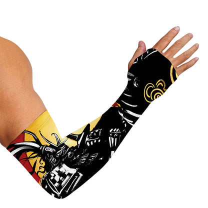 Red Sky And Golden Sun Samurai Print Sun Protection Arm Sleeves