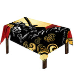 Red Sky And Golden Sun Samurai Print Tablecloth