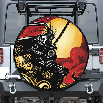 Red Sky And Golden Sun Samurai Print Tire Cover With Camera Hole
