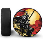 Red Sky And Golden Sun Samurai Print Tire Cover With Camera Hole