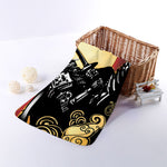 Red Sky And Golden Sun Samurai Print Towel