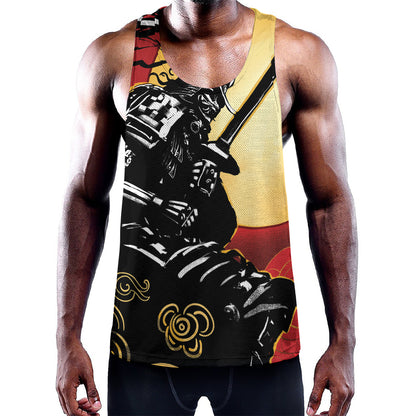Red Sky And Golden Sun Samurai Print Training Tank Top
