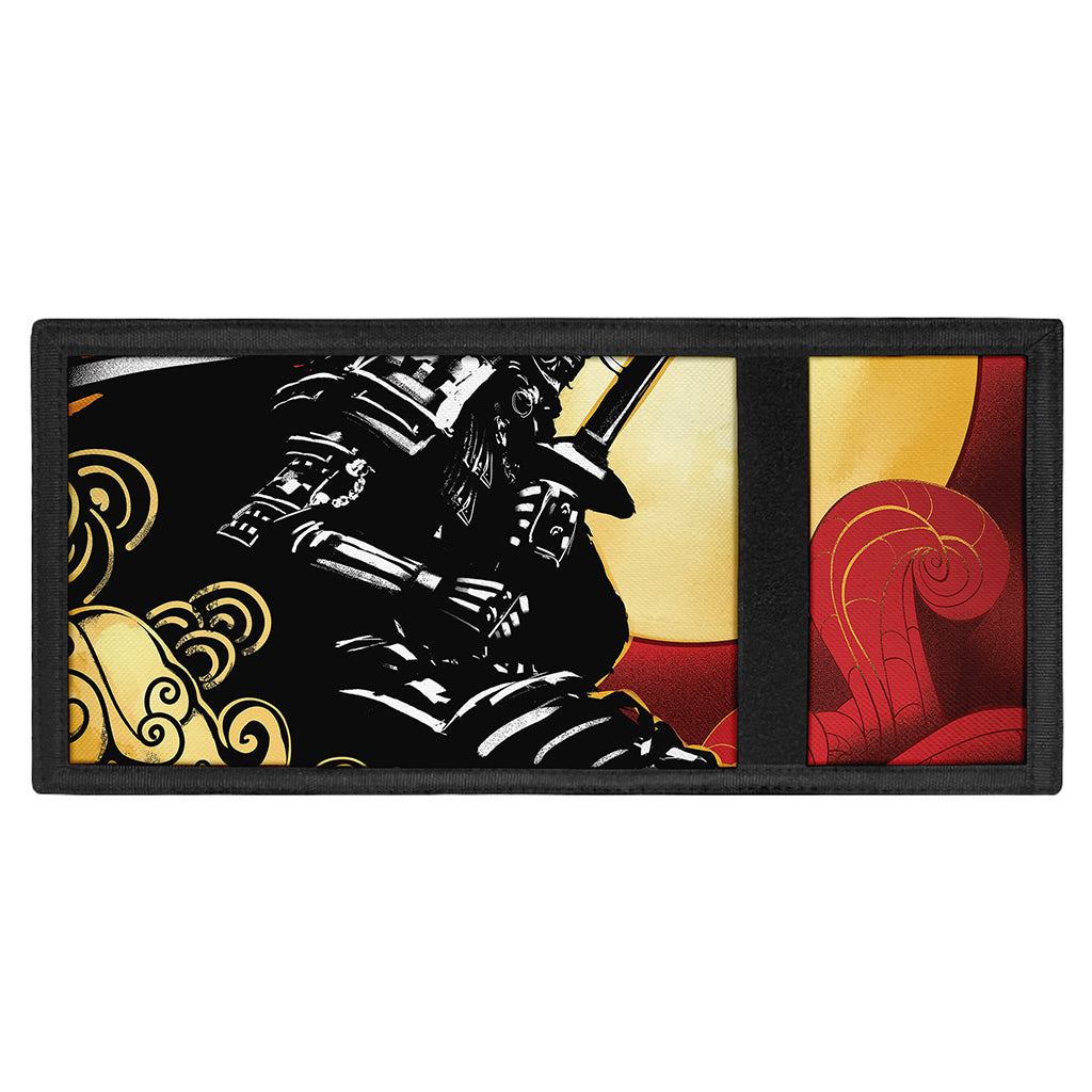 Red Sky And Golden Sun Samurai Print Trifold Wallet