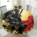 Red Sky And Golden Sun Samurai Print Waterproof Round Tablecloth