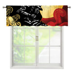 Red Sky And Golden Sun Samurai Print Window Valance