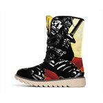 Red Sky And Golden Sun Samurai Print Winter Boots