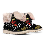 Red Sky And Golden Sun Samurai Print Winter Boots