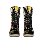 Red Sky And Golden Sun Samurai Print Winter Boots