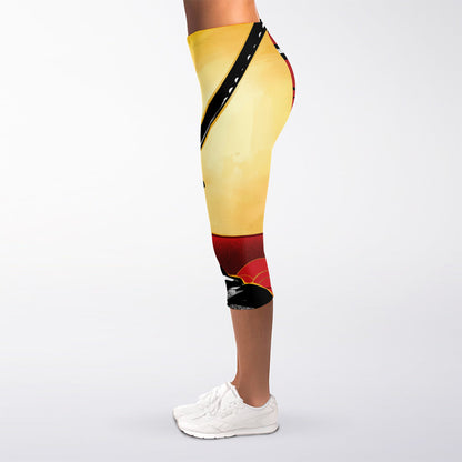 Red Sky And Golden Sun Samurai Print Women's Capri Leggings