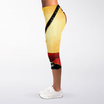 Red Sky And Golden Sun Samurai Print Women's Capri Leggings