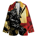 Red Sky And Golden Sun Samurai Print Women's Cotton Blazer