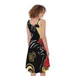Red Sky And Golden Sun Samurai Print Women's Sleeveless Dress
