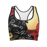 Red Sky And Golden Sun Samurai Print Women's Sports Bra