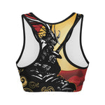 Red Sky And Golden Sun Samurai Print Women's Sports Bra