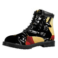 Red Sky And Golden Sun Samurai Print Padded Collar Lace Up Boots