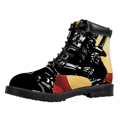 Red Sky And Golden Sun Samurai Print Work Boots