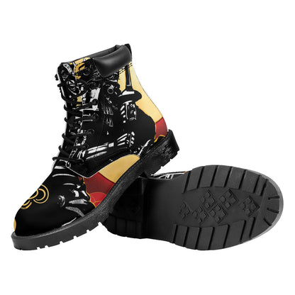 Red Sky And Golden Sun Samurai Print Work Boots
