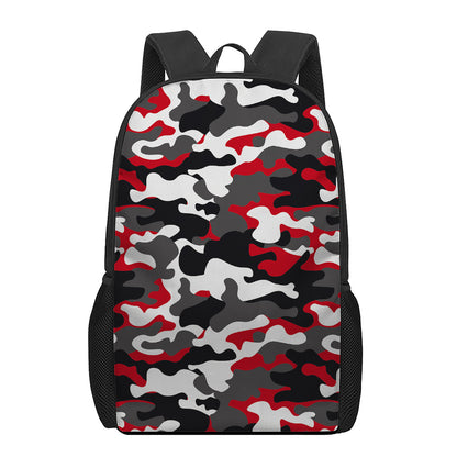 Red Snow Camouflage Print 17 Inch Backpack