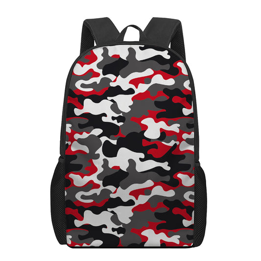 Red Snow Camouflage Print 17 Inch Backpack