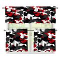 Red Snow Camouflage Print 3 Piece Kitchen Curtains