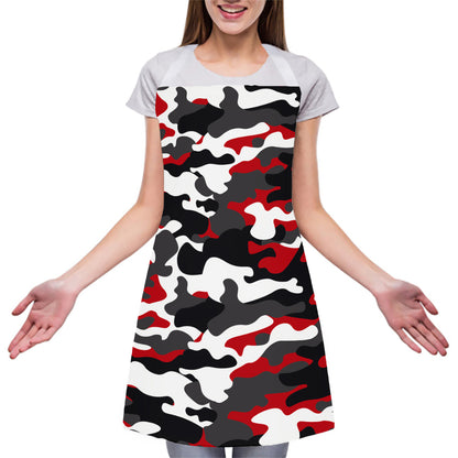 Red Snow Camouflage Print Adjustable Apron