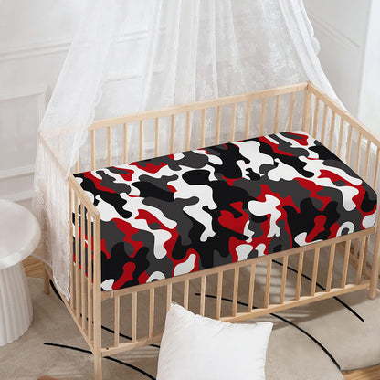 Red Snow Camouflage Print Baby Crib Sheet