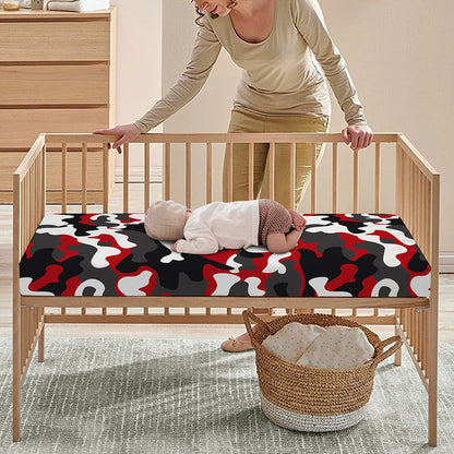 Red Snow Camouflage Print Baby Crib Sheet