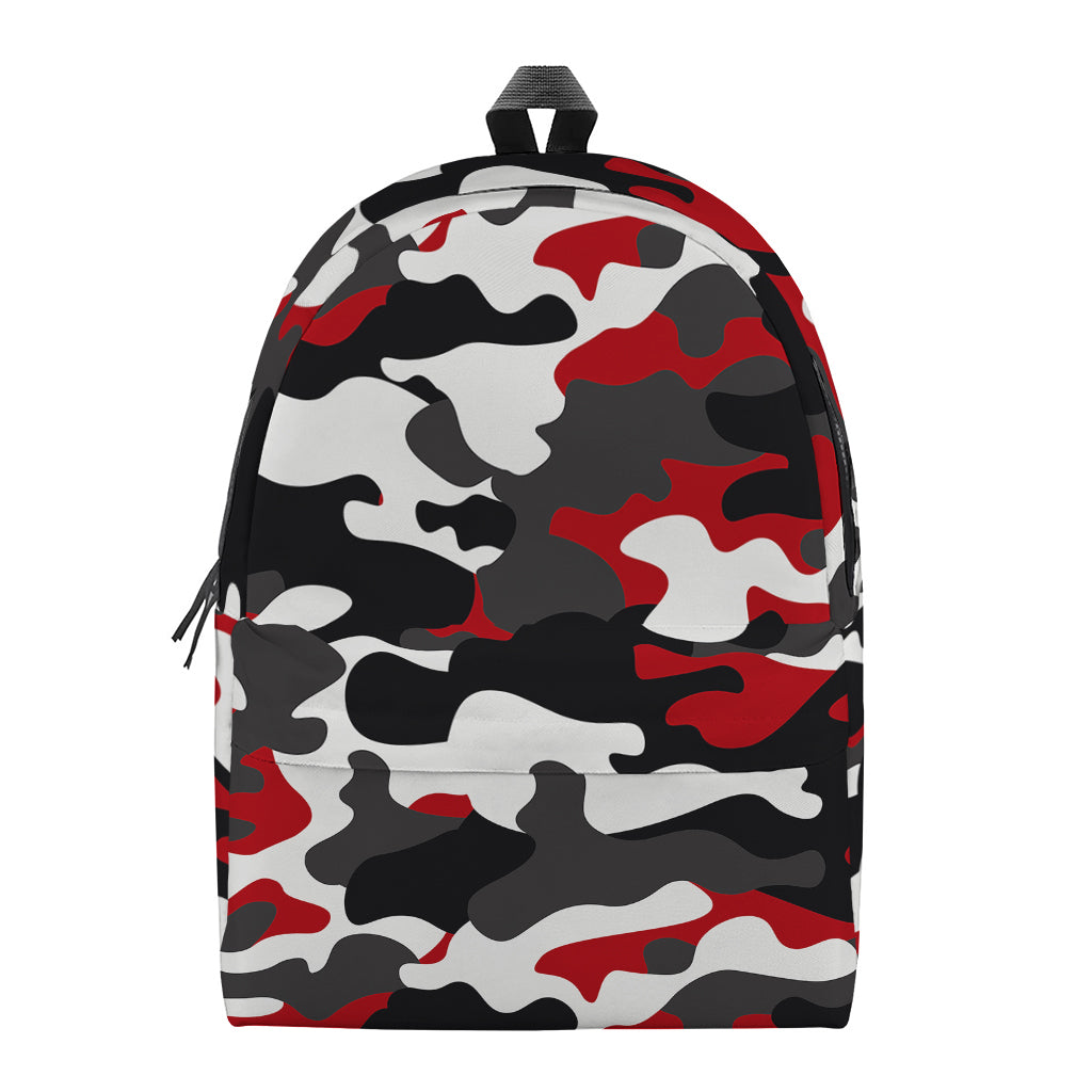 Red Snow Camouflage Print Backpack