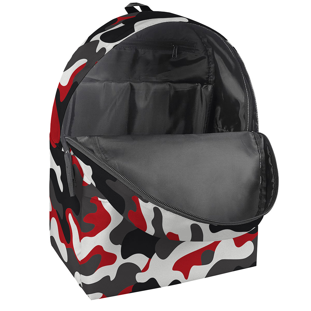 Red Snow Camouflage Print Backpack