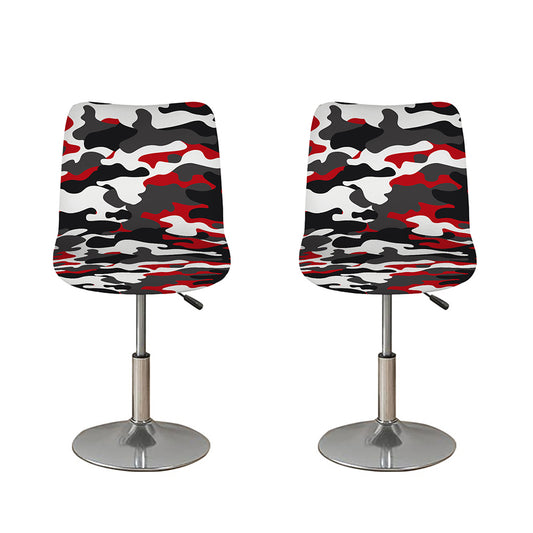 Red Snow Camouflage Print Bar Stool Covers