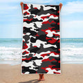Red Snow Camouflage Print Beach Towel