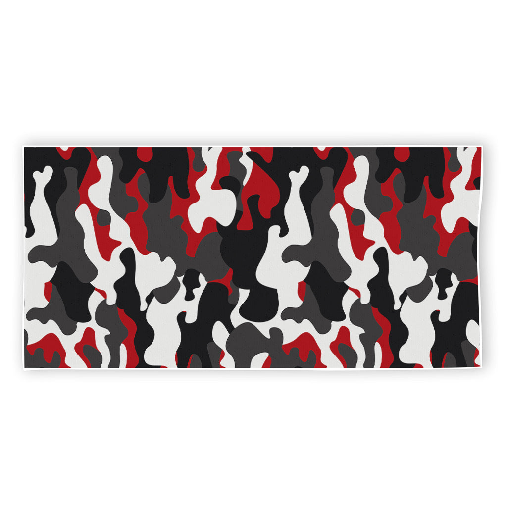 Red Snow Camouflage Print Beach Towel